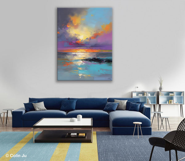 Oil Painting on Canvas, Extra Large Modern Wall Art, Landscape Canvas Paintings for Dining Room, Original Landscape Abstract Painting-Grace Painting Crafts