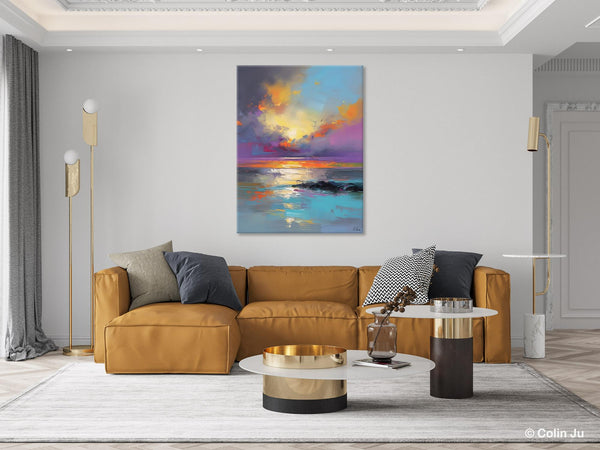 Oil Painting on Canvas, Extra Large Modern Wall Art, Landscape Canvas Paintings for Dining Room, Original Landscape Abstract Painting-Grace Painting Crafts