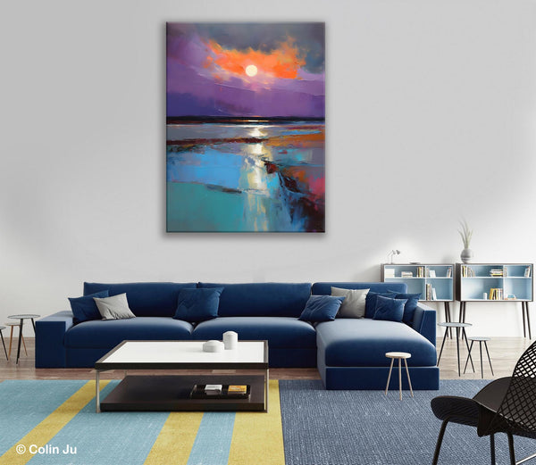 Extra Large Modern Wall Art, Landscape Canvas Paintings for Dining Room, Oil Painting on Canvas, Original Landscape Abstract Painting-Grace Painting Crafts