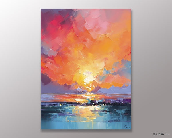 Palette Knife Canvas Art, Modern Landscape Paintings, Oversized Contemporary Canvas Paintings, Extra Large Canvas Painting for Living Room-Grace Painting Crafts