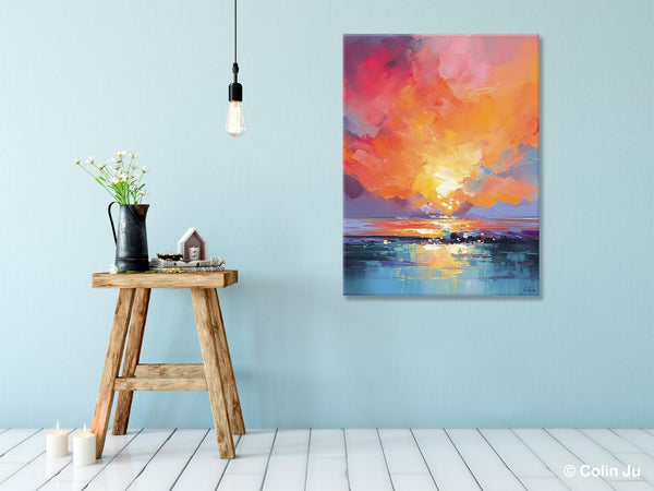 Palette Knife Canvas Art, Modern Landscape Paintings, Oversized Contemporary Canvas Paintings, Extra Large Canvas Painting for Living Room-Grace Painting Crafts