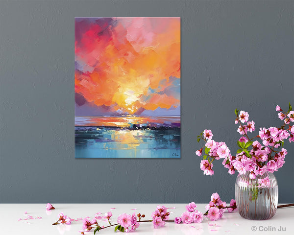 Palette Knife Canvas Art, Modern Landscape Paintings, Oversized Contemporary Canvas Paintings, Extra Large Canvas Painting for Living Room-Grace Painting Crafts