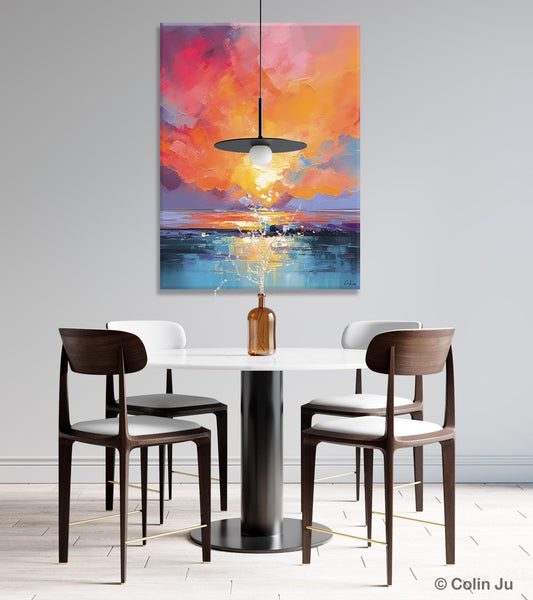 Palette Knife Canvas Art, Modern Landscape Paintings, Oversized Contemporary Canvas Paintings, Extra Large Canvas Painting for Living Room-Grace Painting Crafts