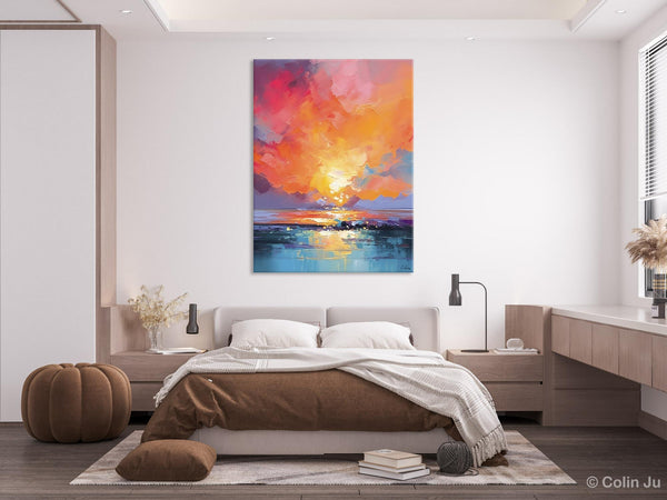 Palette Knife Canvas Art, Modern Landscape Paintings, Oversized Contemporary Canvas Paintings, Extra Large Canvas Painting for Living Room-Grace Painting Crafts
