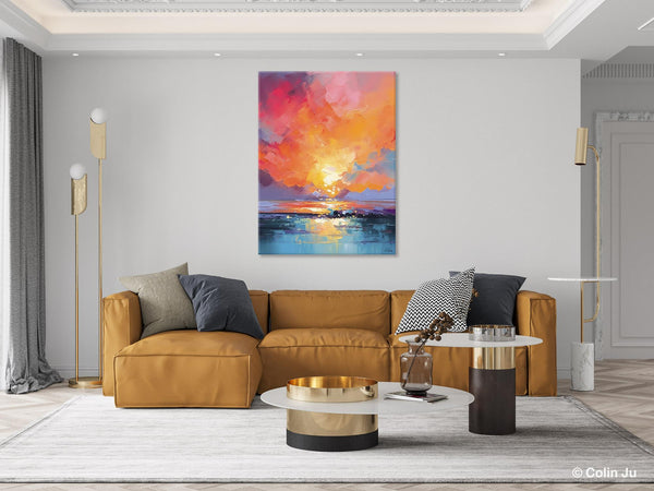 Palette Knife Canvas Art, Modern Landscape Paintings, Oversized Contemporary Canvas Paintings, Extra Large Canvas Painting for Living Room-Grace Painting Crafts
