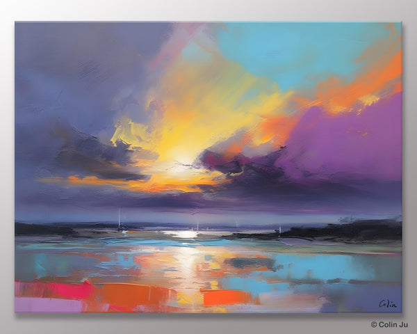 Landscape Painting on Canvas, Hand Painted Canvas Art, Abstract Landscape Artwork, Contemporary Wall Art Paintings, Extra Large Original Art-Grace Painting Crafts