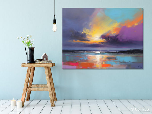 Landscape Painting on Canvas, Hand Painted Canvas Art, Abstract Landscape Artwork, Contemporary Wall Art Paintings, Extra Large Original Art-Grace Painting Crafts