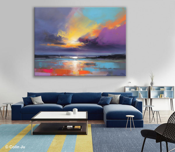 Landscape Painting on Canvas, Hand Painted Canvas Art, Abstract Landscape Artwork, Contemporary Wall Art Paintings, Extra Large Original Art-Grace Painting Crafts