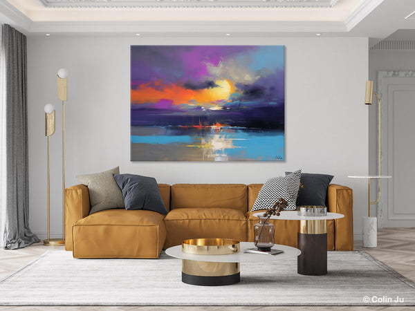 Abstract Landscape Painting, Sunset Painting, Large Landscape Painting for Living Room, Bedroom Wall Art Ideas, Modern Paintings for Dining Room-Grace Painting Crafts