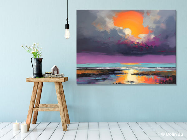 Heavy Texture Paintings, Original Landscape Painting, Large Landscape Painting for Living Room, Bedroom Wall Art Ideas, Modern Paintings for Dining Room-Grace Painting Crafts