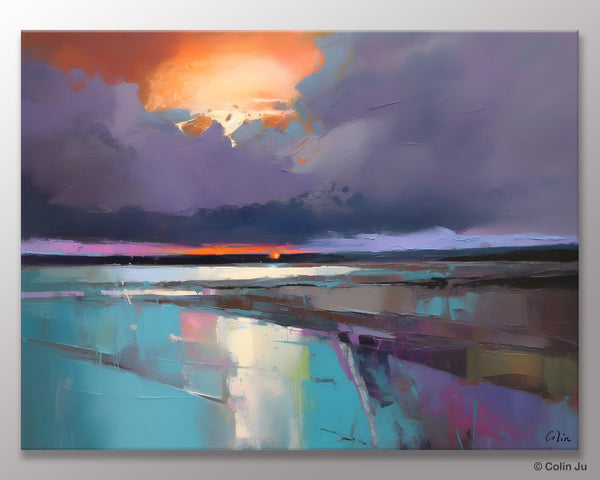 Original Landscape Oil Painting, Large Landscape Painting for Living Room, Bedroom Wall Art Ideas, Large Paintings for Dining Room-Grace Painting Crafts