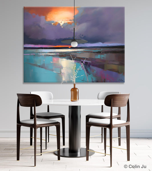 Original Landscape Oil Painting, Large Landscape Painting for Living Room, Bedroom Wall Art Ideas, Large Paintings for Dining Room-Grace Painting Crafts