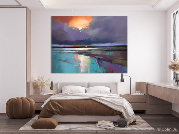Original Landscape Oil Painting, Large Landscape Painting for Living Room, Bedroom Wall Art Ideas, Large Paintings for Dining Room-Grace Painting Crafts