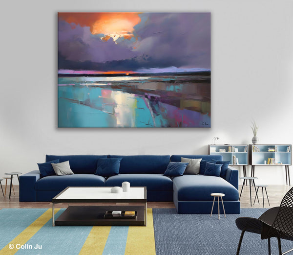 Original Landscape Oil Painting, Large Landscape Painting for Living Room, Bedroom Wall Art Ideas, Large Paintings for Dining Room-Grace Painting Crafts