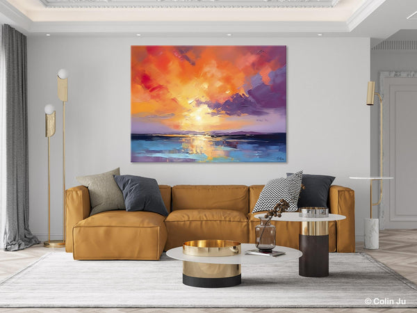 Original Landscape Oil Paintings, Sunrise Paintings, Large Contemporary Wall Art, Oil Painting on Canvas, Extra Large Paintings for Bedroom-Grace Painting Crafts