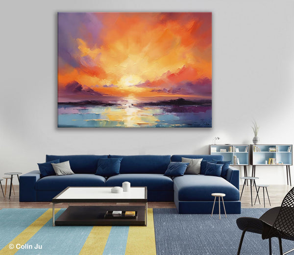 Large Art Painting for Living Room, Original Landscape Canvas Art, Oversized Landscape Wall Art Paintings, Contemporary Acrylic Painting on Canvas-Grace Painting Crafts