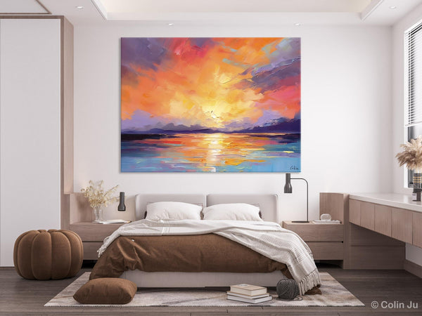 Modern Acrylic Artwork, Original Landscape Wall Art Paintings, Oversized Modern Canvas Paintings, Large Abstract Painting for Dining Room