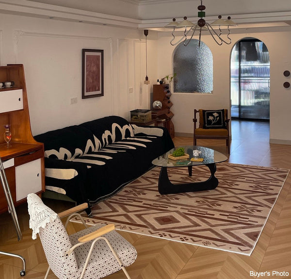 Mid Century Modern Rugs Next to Bed, Contemporary Rugs for Bedroom, Abstract Modern Carpets for Living Room, Modern Rugs for Dining Room-Grace Painting Crafts