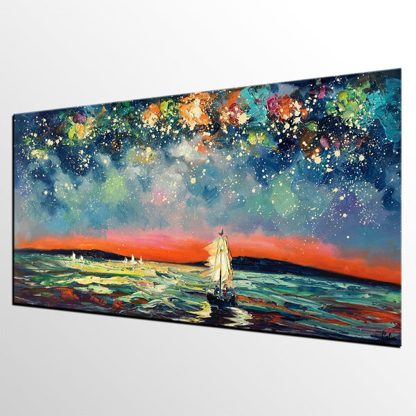 Large Canvas Art, Canvas Oil Painting, Starry Night Sky Painting, Custom Abstract Painting-Grace Painting Crafts