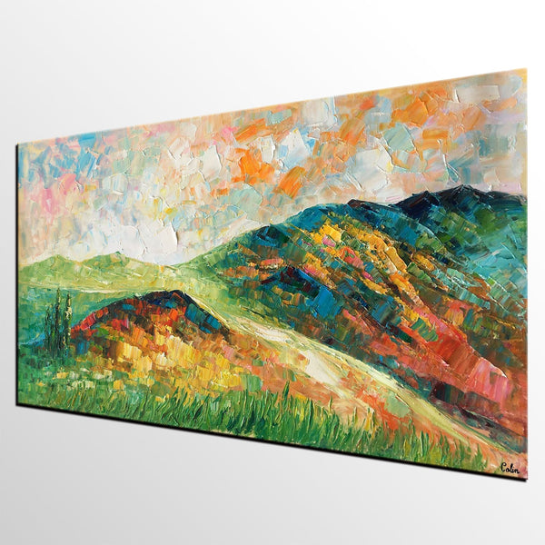 Mountain Landscape Painting, Landscape Painting, Custom Abstract Oil Painting, Bedroom Wall Art-Grace Painting Crafts