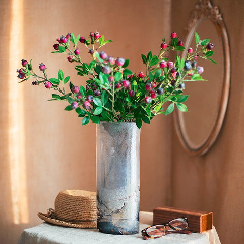 Simple Artificial Flowers for Living Room, Blueberry Fruit Branch, Flower Arrangement Ideas for Home Decoration, Spring Artificial Floral for Bedroom-Grace Painting Crafts
