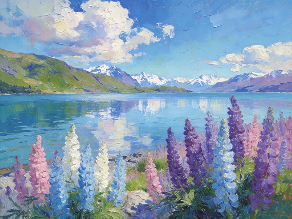 Heavy Texture Oil Paintings, New Zealand's Lake and Mountain Magic, Landscape Canvas Paintings, Small Landscape Paintings on Canvas, Hand Painted Canvas Art, Original Oil Paintings-Grace Painting Crafts