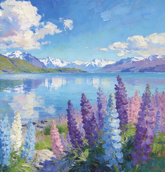 Heavy Texture Oil Paintings, New Zealand's Lake and Mountain Magic, Landscape Canvas Paintings, Small Landscape Paintings on Canvas, Hand Painted Canvas Art, Original Oil Paintings-Grace Painting Crafts