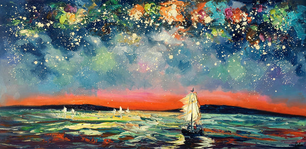 Large Canvas Art, Canvas Oil Painting, Starry Night Sky Painting, Custom Abstract Painting