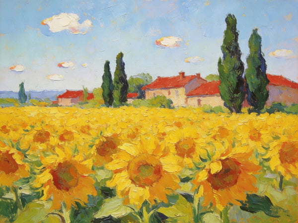 Small Paintings on Canvas, Provence Sunflower Haven, Original Landscape Paintings, Landscape Canvas Paintings, Hand Painted Canvas Art-Grace Painting Crafts