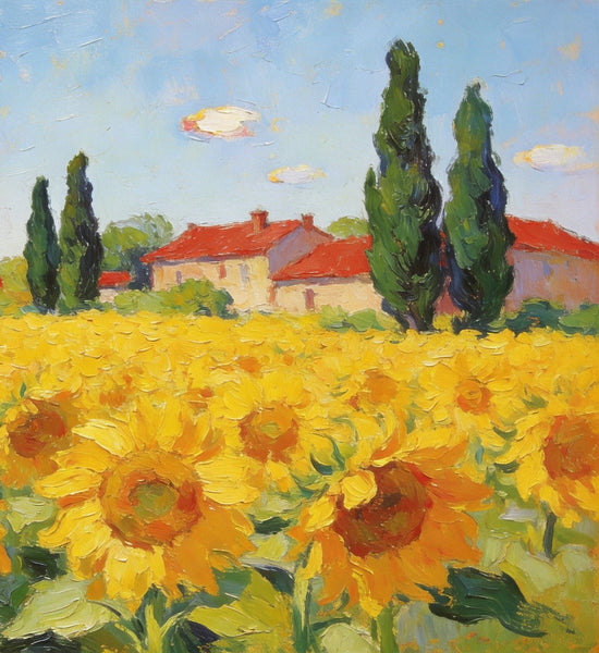 Small Paintings on Canvas, Provence Sunflower Haven, Original Landscape Paintings, Landscape Canvas Paintings, Hand Painted Canvas Art-Grace Painting Crafts