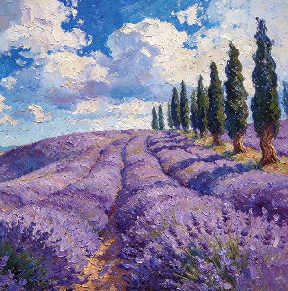 Picturesque Provence Lavender Fields, Canvas Wall Art Paintings, Hand Painted Canvas Art, Landscape Canvas Paintings, Original Oil Paintings, Small Oil Paintings-Grace Painting Crafts