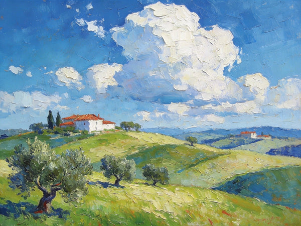 Canvas Wall Art for Living Room, Tuscan Hillside Beauty, Hand Painted Canvas Art, Landscape Oil Paintings, Buy Original Paintings, Small Oil Paintings-Grace Painting Crafts