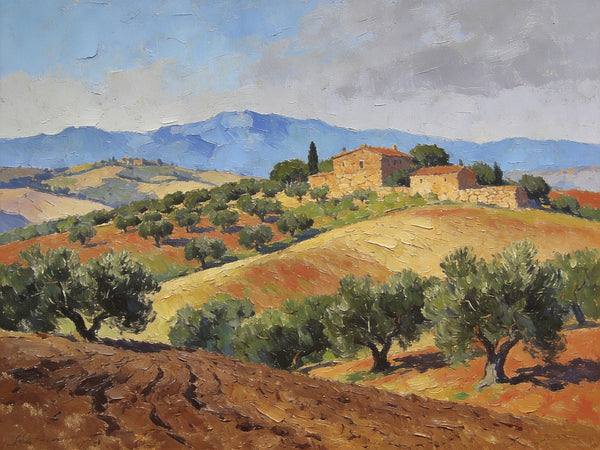 Canvas Wall Art Paintings, Tuscan Hillside Serenity, Hand Painted Canvas Art, Landscape Canvas Paintings, Original Oil Paintings, Small Oil Paintings-Grace Painting Crafts
