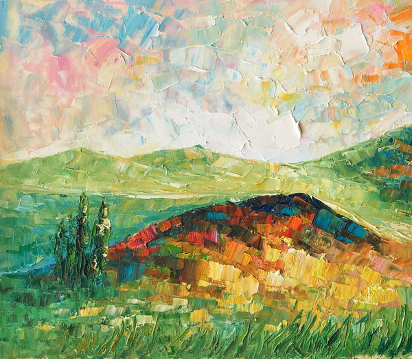 Mountain Landscape Painting, Landscape Painting, Custom Abstract Oil Painting, Bedroom Wall Art-Grace Painting Crafts