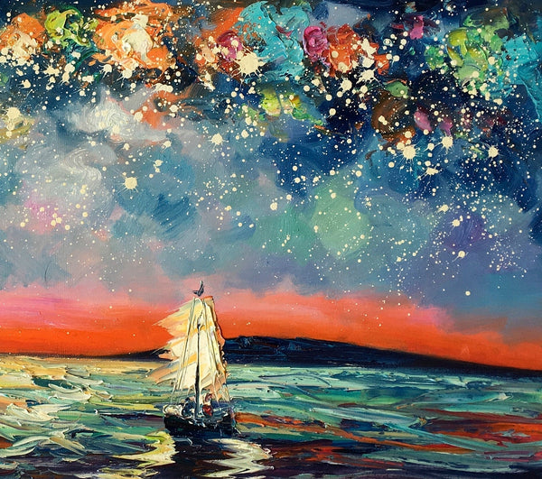 Large Canvas Art, Canvas Oil Painting, Starry Night Sky Painting, Custom Abstract Painting-Grace Painting Crafts
