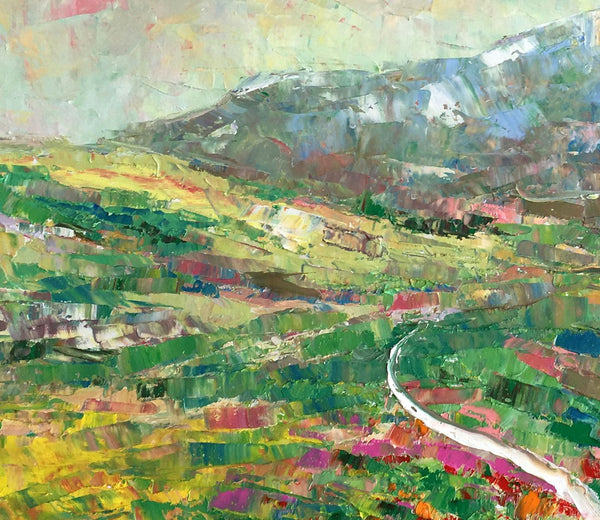 Mountain Landscape Painting, Palette Knife Paintings, Custom Wall Art Painting on Canvas, Spring Mountain Painting-Grace Painting Crafts