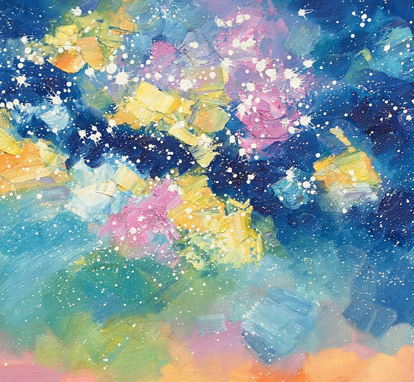 Abstract Landscape Painting, Starry Night Sky Painting, Heavy Texture Painting, Custom Canvas Painting for Sale, Large Painting for Bedroom-Grace Painting Crafts