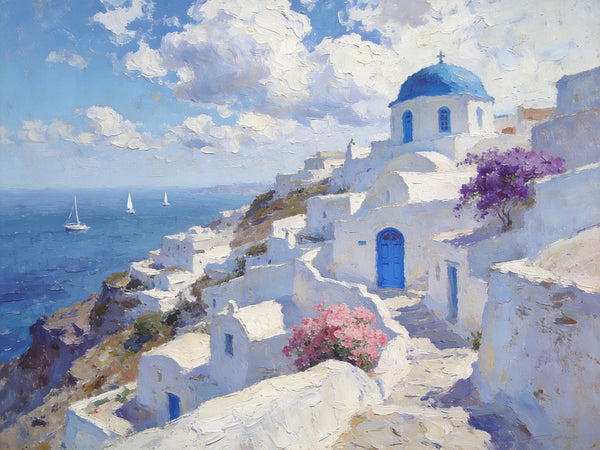 Hand Painted Canvas Art, Aegean Whispers of the Sea, Landscape Art Paintings, Small Oil Paintings, Landscape Canvas Paintings, Original Canvas Paintings-Grace Painting Crafts
