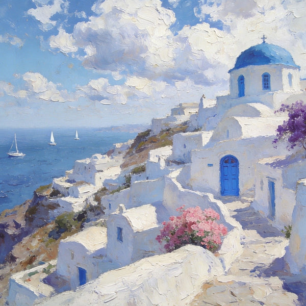 Hand Painted Canvas Art, Aegean Whispers of the Sea, Landscape Art Paintings, Small Oil Paintings, Landscape Canvas Paintings, Original Canvas Paintings-Grace Painting Crafts
