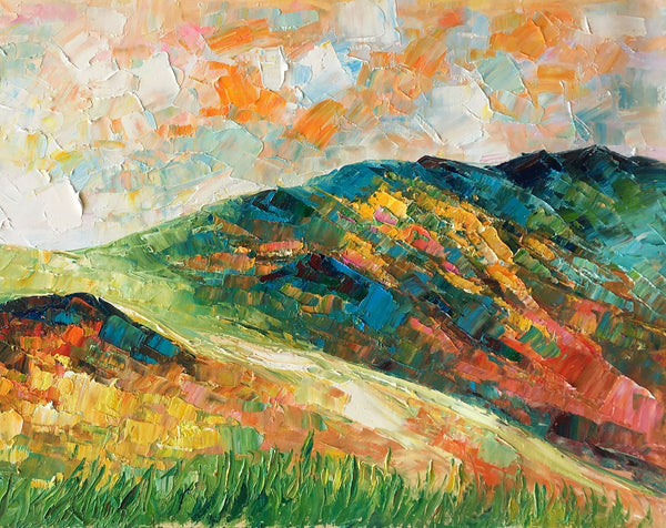 Mountain Landscape Painting, Landscape Painting, Custom Abstract Oil Painting, Bedroom Wall Art-Grace Painting Crafts