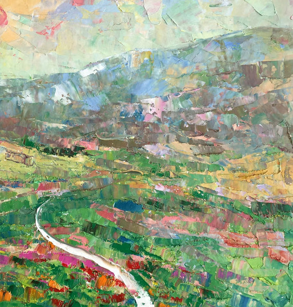 Mountain Landscape Painting, Palette Knife Paintings, Custom Wall Art Painting on Canvas, Spring Mountain Painting-Grace Painting Crafts