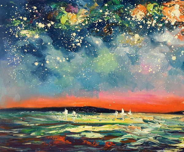 Large Canvas Art, Canvas Oil Painting, Starry Night Sky Painting, Custom Abstract Painting-Grace Painting Crafts