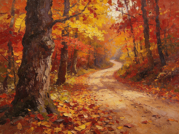 Landscape Canvas Paintings, Autumn Forest Path, Small Paintings on Canvas, Original Landscape Paintings, Hand Painted Canvas Art-Grace Painting Crafts