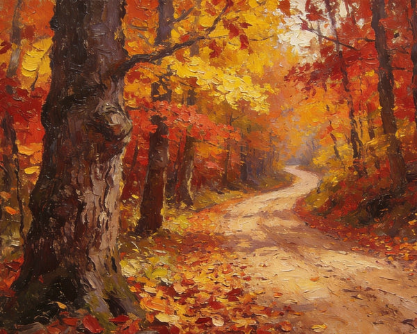 Landscape Canvas Paintings, Autumn Forest Path, Small Paintings on Canvas, Original Landscape Paintings, Hand Painted Canvas Art-Grace Painting Crafts