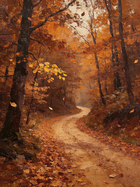 Hand Painted Wall Art Paintings, Autumn in the Forest, Small Canvas Paintings, Original Landscape Art, Heavy Texture Oil Paintings-Grace Painting Crafts