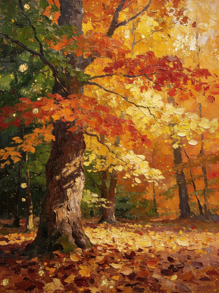 Enchanting Autumn Forest, Hand Painted Canvas Wall Art, Heavy Texture Artwork, Original Wall Art Paintings, Small Oil Paintings-Grace Painting Crafts