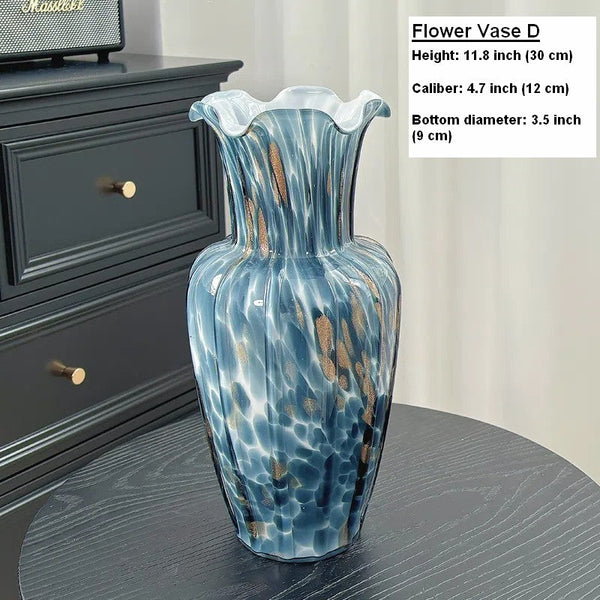 Centerpiece Vases on Table, Handmade Liuli Vases, Color Glaze Vase, Modern Glass Bud Vases, Contemporary Vases for Modern Home Decor-Grace Painting Crafts