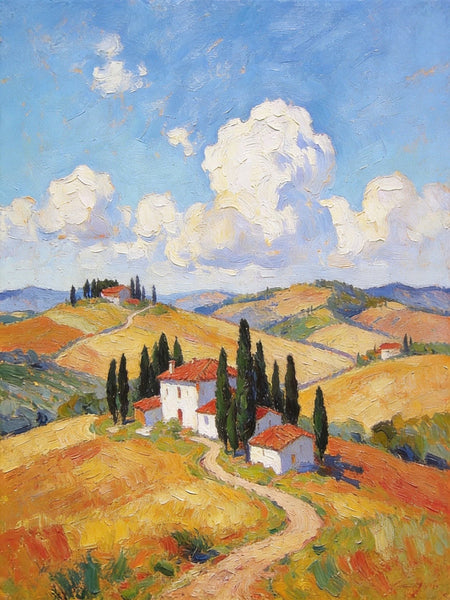 Landscape Oil Paintings, Tuscan Countryside Tranquility, Small Original Paintings, Canvas Paintings for Living Room, Hand Painted Canvas Art-Grace Painting Crafts
