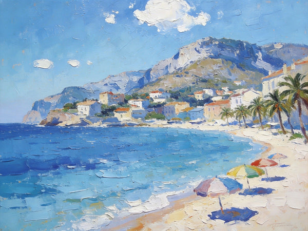 Landscape Paintings for Living Room, Ocean View Beach, Hand Painted Canvas Art, Small Canvas Paintings, Landscape Wall Art Paintings, Original Oil Paintings-Grace Painting Crafts