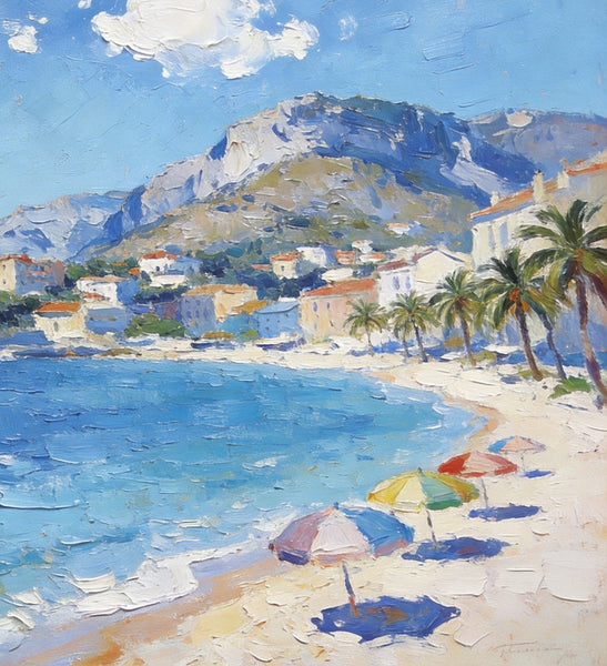 Landscape Paintings for Living Room, Ocean View Beach, Hand Painted Canvas Art, Small Canvas Paintings, Landscape Wall Art Paintings, Original Oil Paintings-Grace Painting Crafts
